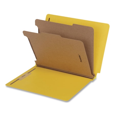 Pendaflex HD Pressboard End Tab Folders, Expands 2", 2 Dividers, 6 Fasteners, Letter, Yellow, 10PK 1006949
