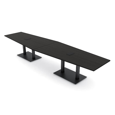 Skutchi Designs Hexagon Conference Table With Power Unit, 48 in W, 168 in L, Black HAR-HEX.IR-48X168-DOU.BK-U999ST19-EBLK