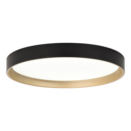 Vaxcel Darien 12-in Contemporary Round Black/Gold LED Flush Mount Ceiling Light with Frosted Shade C0383