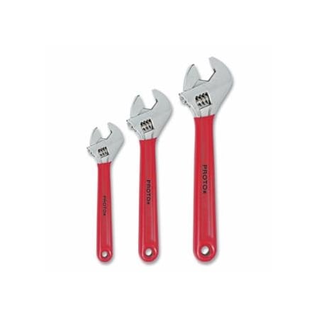 Proto Adjustable Wrench Set, 3 Piece, Forged Alloy Steel 577-795GA