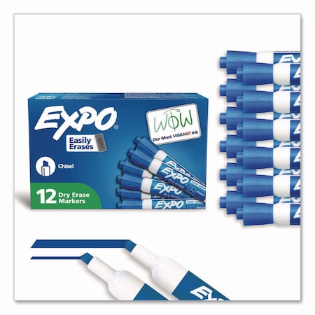 Expo Low-Odor Dry-Erase Marker, Broad Chisel Tip, Blue, 12PK 80003A