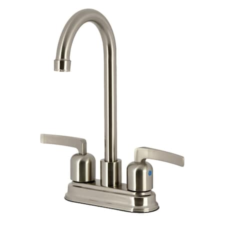 Kingston Brass Double-Handle 4" Centerset High-Arc Bar Faucet, Brushed Nickel FB8498EFL