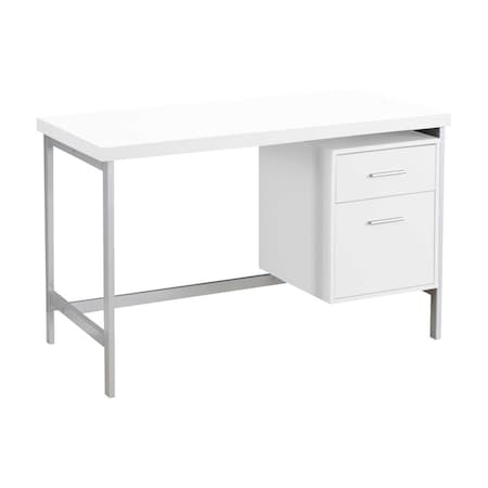 Homeroots 47" White and Silver Computer Desk With Two Drawers 333387