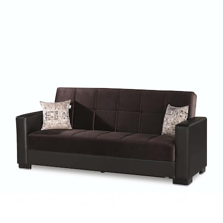 Homeroots 87" Brown Microfiber And Faux Leather Sleeper Sofa And Toss Pillows 607170
