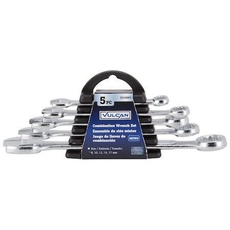 Vulcan Combination Wrench Set, 5-Piece, Steel, Chrome, Silver JL16062