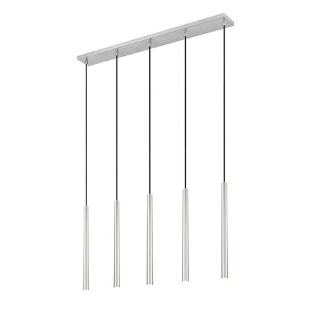 Z-Lite Forest 5 Light Linear Chandelier, Brushed Nickel, 42 In W 919MP24-5L-BN-LED