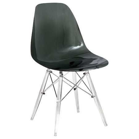Leisuremod Dover Dining Side Chair with Acrylic Legs, Transparent Black EPC19TBL