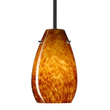 Besa Lighting Besa Pera 9 Stem Pendant, Amber Cloud, Black Finish, 1x 9W LED 1TT-412618-LED-BK