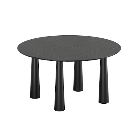 Homeroots 59" Black Solid Wood Round Top Dining Table 720690