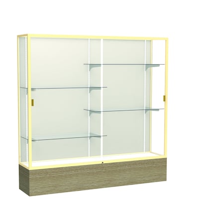 Ghent 72''H x 72''W x 16''D Reliant Driftwood Oak Display Case w/ Fabric Back & Champagne Frame 2076PB-GD-DK