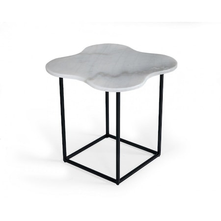 Homeroots 15" Black And White Marble Free Form End Table 487350