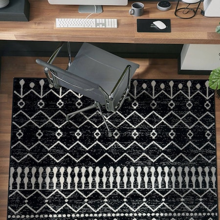 World Rug Gallery Bohemian Trellis Area Rug 4 ft x 6 ft Black WR96BLACK4X6
