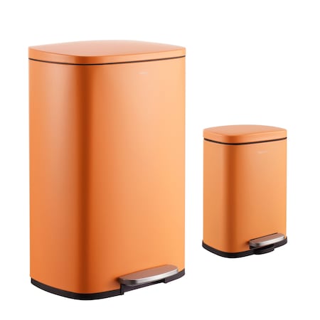 Happimess Connor Rectangular 13.2-Gallon Trash Can with Soft-Close Lid and FREE Mini Trash Can, Carrot Cake HPM1006K