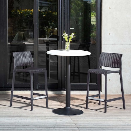 Lagoon Rue Resin Stackable Counter Height Stool Rattan Style with Aluminum Footrest, 2PK 7036K3-CSLGS