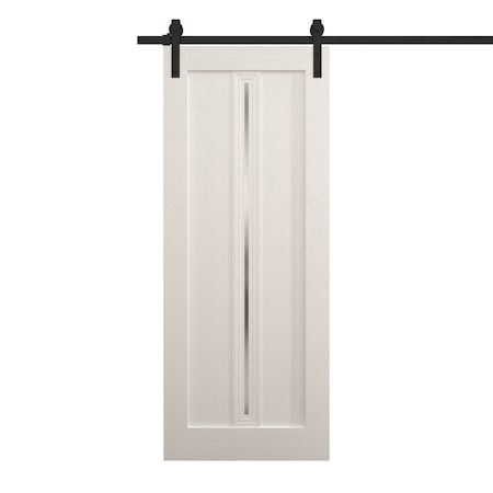 Sartodoors Modern Barn Door 42 x 80 inches, Ego 5014 Painted White Oak, 8FT Rail Track Heavy Hardware Set, S EGO5014BD-B-PWO-42