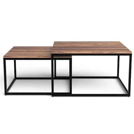 Homeroots 30" Brown And Black Solid Wood And Iron Square Coffee Table 379804