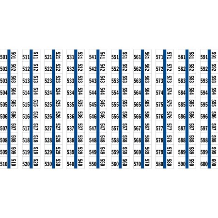 Tabbies 1/2" NUMERICAL EXHIBIT INDEX TABS, BLUE COLOR EDGE, '#501 - 600', 100 TABS/PACK, 5 PACKS/BOX, 5PK 57005