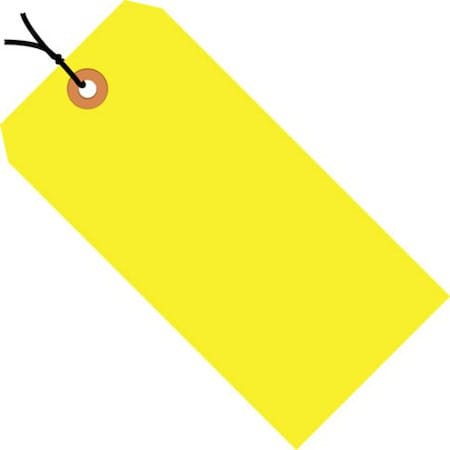 Box Packaging Shipping Tag Pre StrungNo 4 4-1/4L x 2-1/8W Fluorescent Yellow 1000/Pk G12042A
