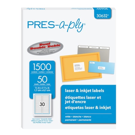Pres-A-Ply File Folder Labels, 2/3" x 3-7/1, PK1500 30632