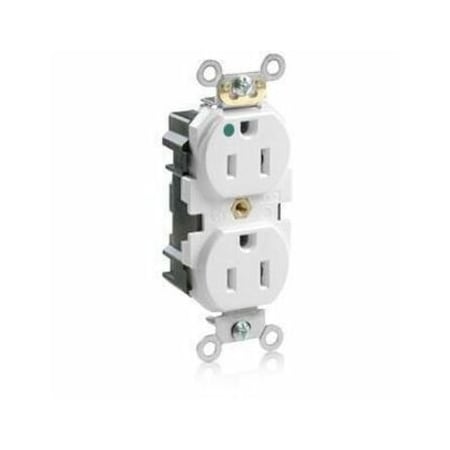 Leviton Lev-Lok Hospital Grade Duplex Receptacle, 15 Amp, 125 Volt M8200-HW