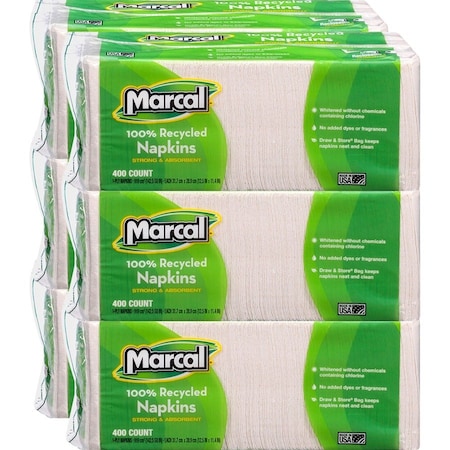 Marcal NAPKINS, LUNCHEON, 1-PLY, WE, 400PK 6506