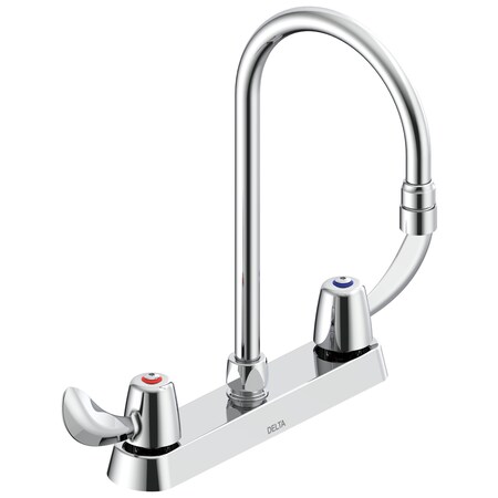 Delta Commercial 26C3 Two Handle 8 In Cast Deck-Mount Faucet In Chrome 26C3932-R5