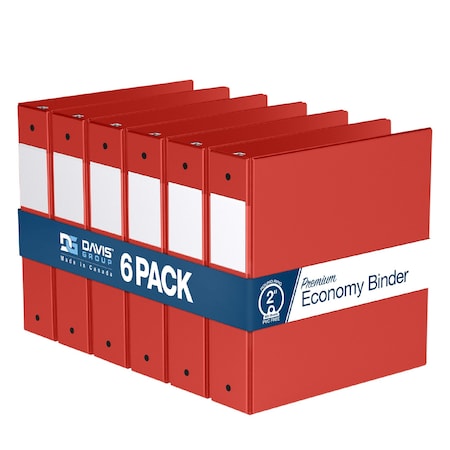 Davis Group Premium Economy, Round Ring, Binder, (Red, 2"), PK6 2313-03-06