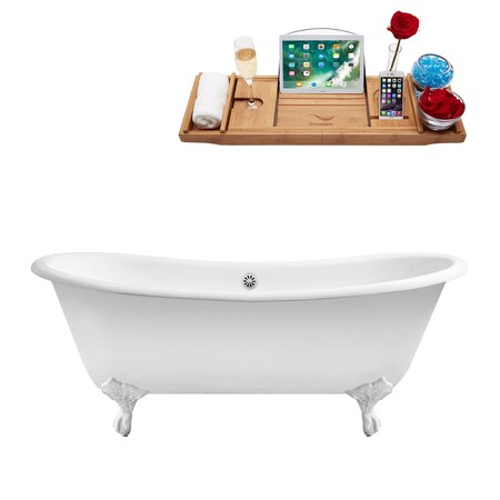 Streamline 71.3 in L, 31.5 in W, Glossy White, Porcelain-Enamel Cast Iron, Center R5240WH-WH