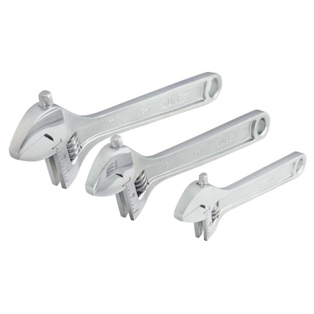 Sunex 6 in, 8 in & 10 in 3 Piece Adjustable Wrench Set SXAWS3C