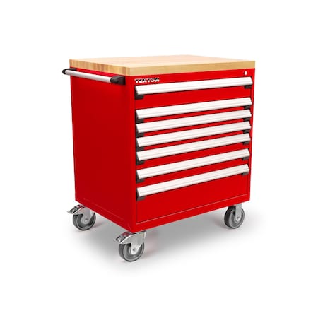 Tekton Rolling Tool Cabinet, 7 Drawer, Red, Steel, 36 in W x 27 in D x 41-1/2 in H OCL33200LWT