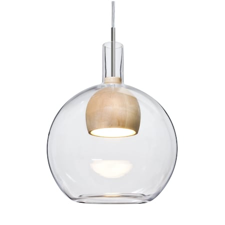 Besa Lighting Benji Cord Pendant, Clear/Natural, Satin Nickel Finish, 1x9W LED 1JT-BENJICLNA-LED-SN