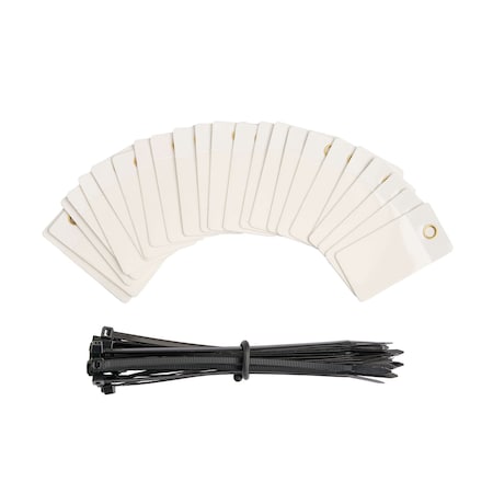 Brady Self-Laminating Blank Tags Polyester 3 in H x 1.5 in W White 25/PK, 25PK 101973