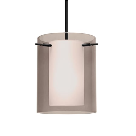 Besa Lighting Besa Pahu 8 Stem Pendant, Transparent Smoke/Opal, Black Finish, 1x 11W LED 1TT-S00607-LED-BK