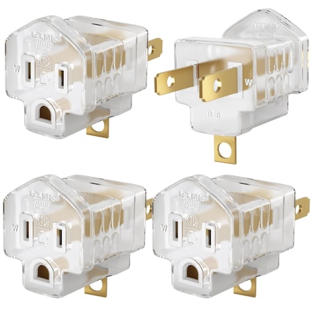 Maximm 2-Prong to 3-Prong Grounding Outlet Adapter Converter, 4PK, Clear, 4PK ADDE-2-TO-3PR-CLR-4PK