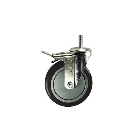 Service Caster 5 Inch SS Black Polyurethane 1/2 Inch Threaded Stem Caster with Total Lock Brake SCC-SSTSTTL20S514-PPUB-BLK-121315