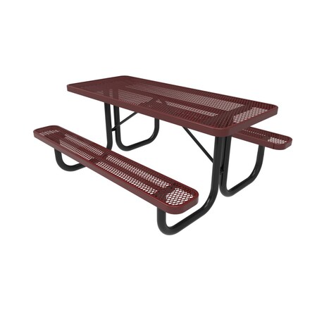 Mytcoat 6ft Rectangular Portable Outdoor Table, Red, Seats 6, Expanded Metal, Textured Coating 804056