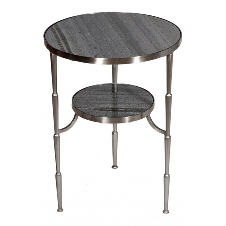 Homeroots 22" Nickel Marble And Iron Round End Table 488549