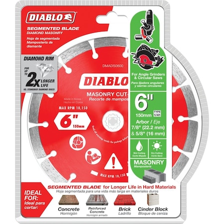 Diablo 6'' Segmented Rim Dry/Wet Cut Diamond Blade DMADS0600