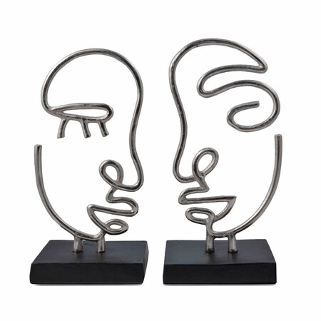 Homeroots Set of Two Black and Silver Aluminum Tabletop Sculpture, 2PK 568875