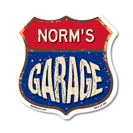 Signmission Norm's Garage, 12 Inch X 12 Inch, Aluminum Metal Sign SHI-A-12-383-NORM