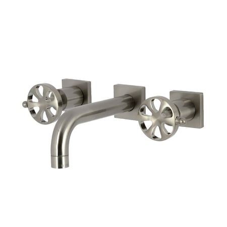 Kingston Brass Double-Handle Wall Mount Bathroom Faucet, Brushed Nickel KS6128RX