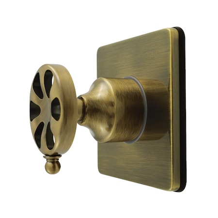 Kingston Brass Single-Handle Six-Way Diverter Valve with Square Trim Kit, Antique Brass KS4043RX