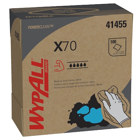 Wypall WypAll X70 Extended Use Reusable Cloths (41455), POP-UP Box, White, 100 sheets/Pck 41455