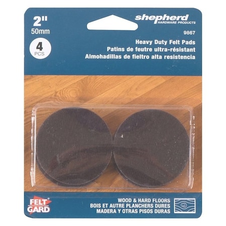 Shepherd Hardware Protective Pad, Felt, Brown, 2 in Dia 9867