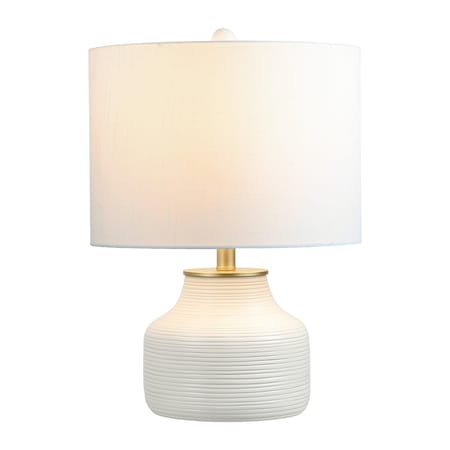 Jonathan Y Malone 20" Modern Transitional Ribbed Tapered Ginger Jar Resin/Metal LED Table Lamp, Cream JYL5517C