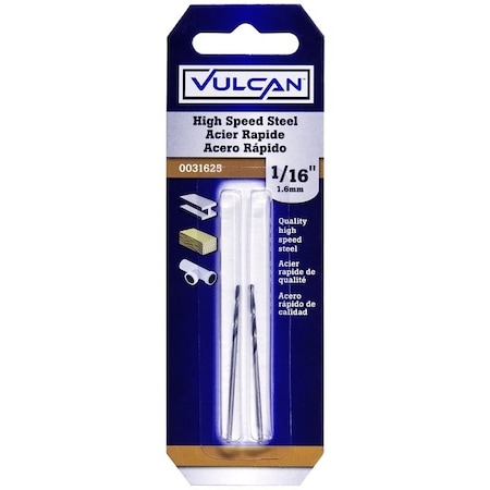 Vulcan Jobber Drill Bit, 1/16 in Dia, 1-7/8 in OAL, Straight Shank 230191OR