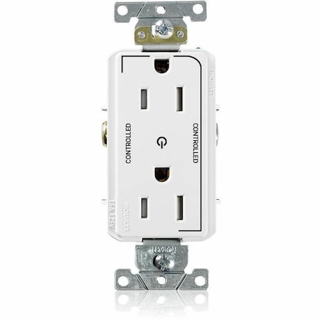 Leviton Dec Plus Dup 15A 125V TR 2Mrk-Ctrl Wht TDR15-S2W