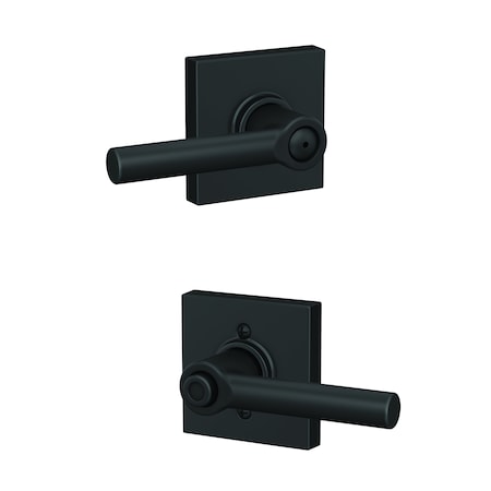 Schlage Residential Broadway Lever with Collins Rose Privacy Lock with 16080 Latch and 10027 Strike Matte Black Finish F40BRW622COL