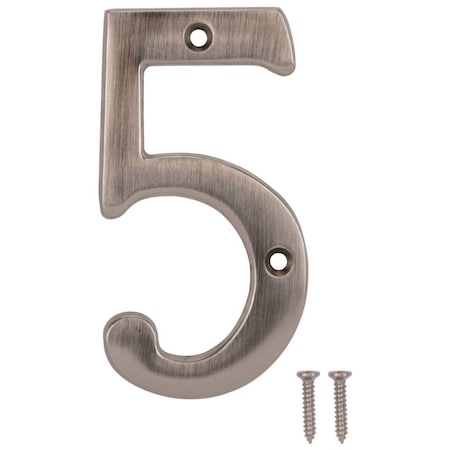 Prosource House Number, Character: 5, 4 in H Character, 2.28 in W Character N-Z045SN-PS
