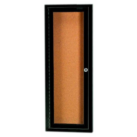 Aarco Enclosed Natural Pebble Grain Cork Bulletin Board w/ Bronze Anodized Al Frame, 36''Hx12''W One Door DCC3612RBA